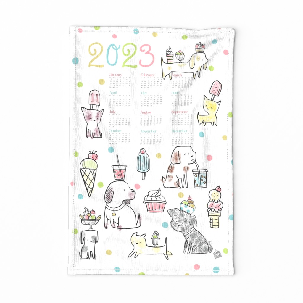 2023 Tea Towel Calendar: Dogs + Ice Cream - © Lucinda Wei
