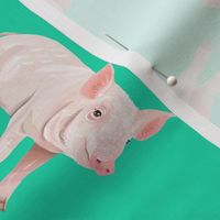 This Little Piggy on Dark Mint - Medium Size Rotated