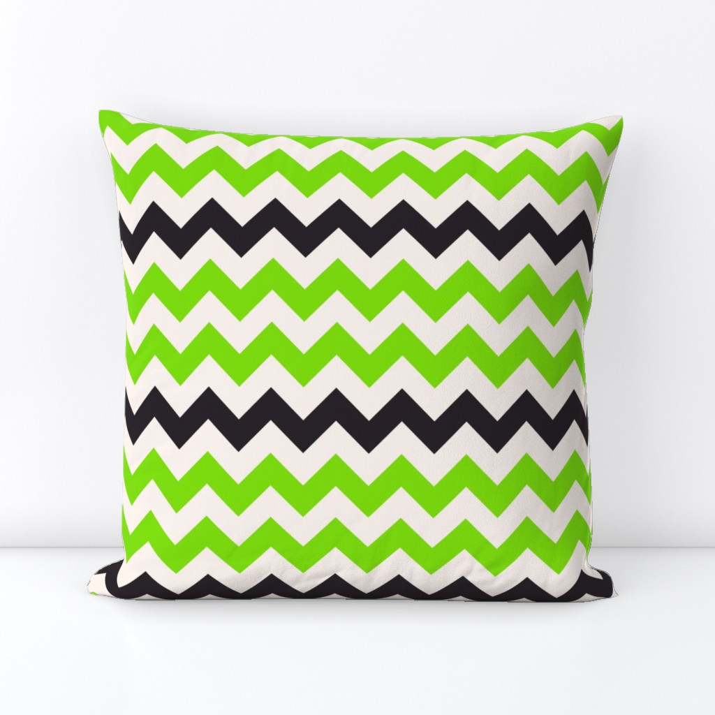 Halloween chevron neon green black