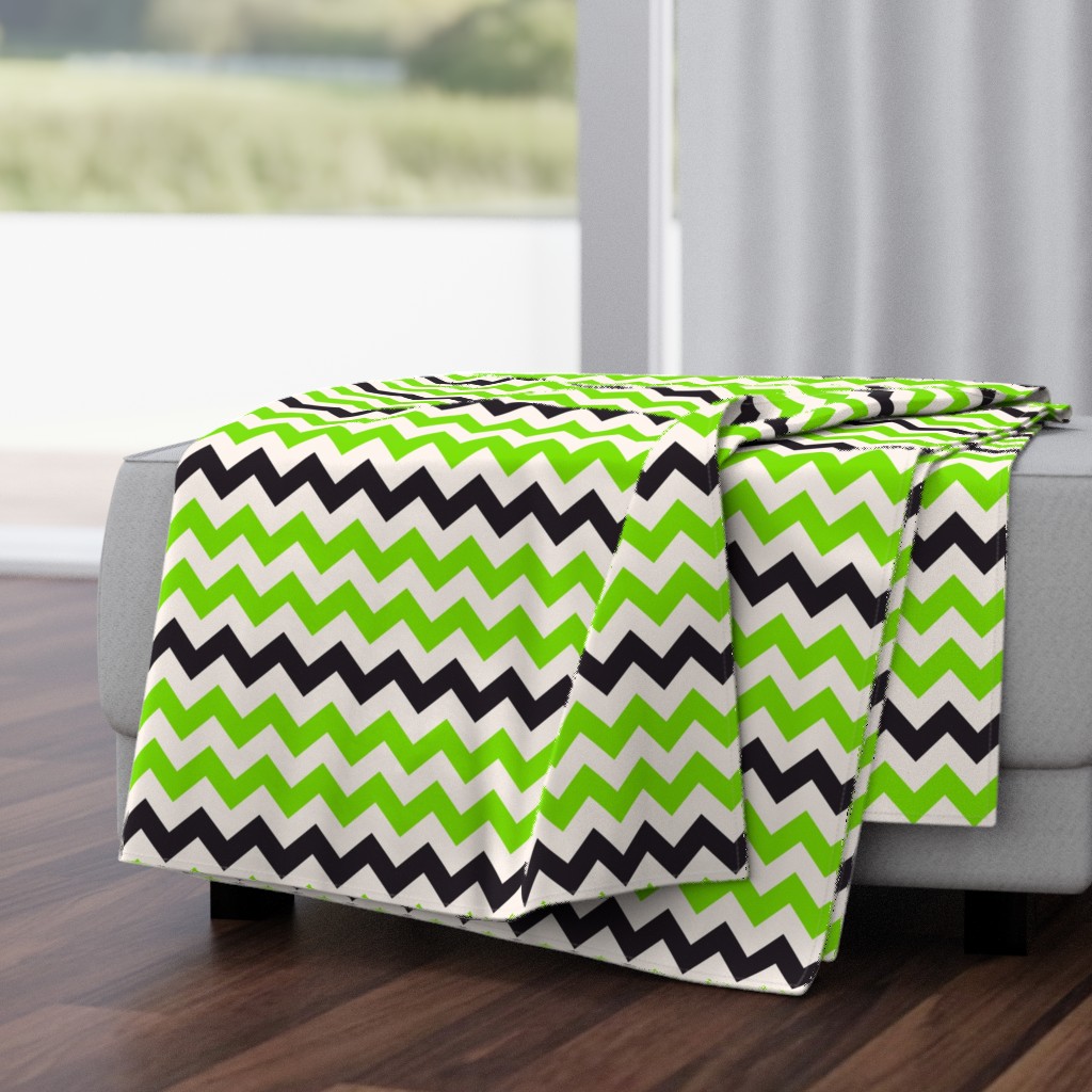 Halloween chevron neon green black