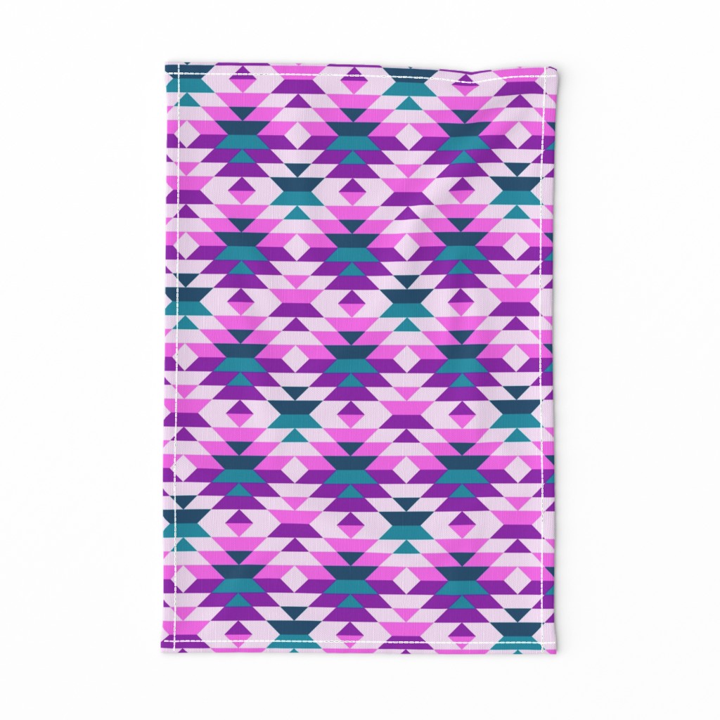 Aztec pink purple large diamonds Fabric