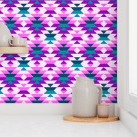 Aztec pink purple large diamonds Fabric