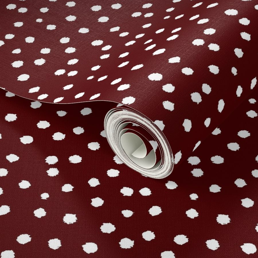 Painted Polka Dot // Maroon Red