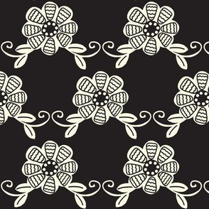 Wild Boho Flower Jill's Summer Garden  Off White & Black  