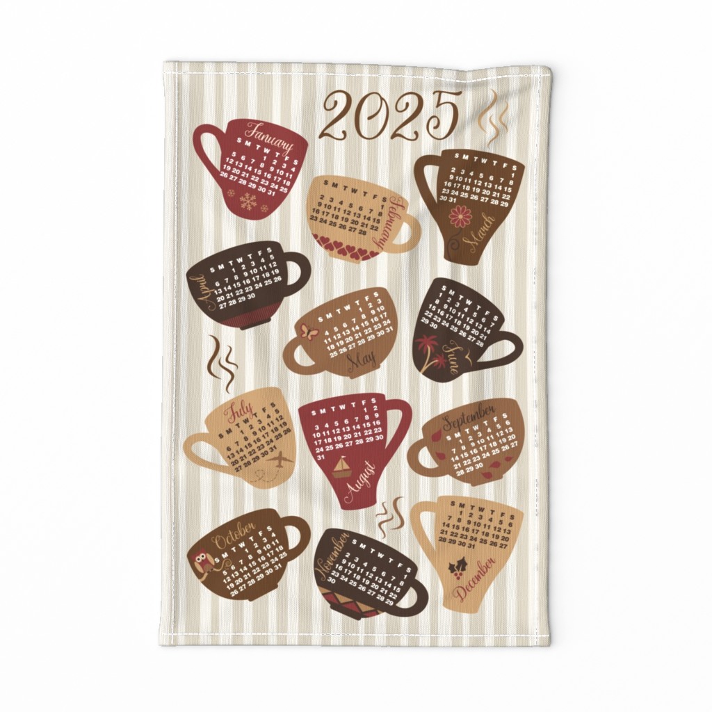 2024 Coffee Calendar Tea Towel for Linen Cotton Canvas