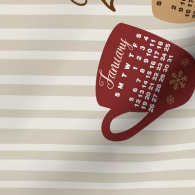 2024 Coffee Calendar Tea Towel for Linen Cotton Canvas