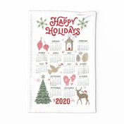 2020 Tea Towel Calendar // Cozy Christmas Traditions // Happy Holidays // Christmas Trees, Carols, Greetings, Mittens, Gingerbread, Gifts, Lantern, Candles, Bird, Reindeer, Star, Crochet