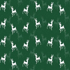 Deer In Snow Green