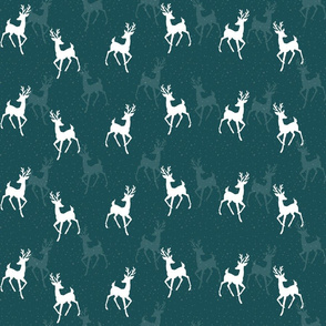 Deer In Snow Teal