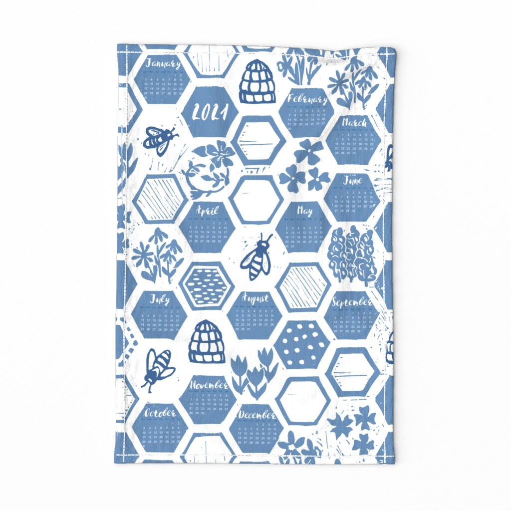 linoprint honeycomb calendar 2021