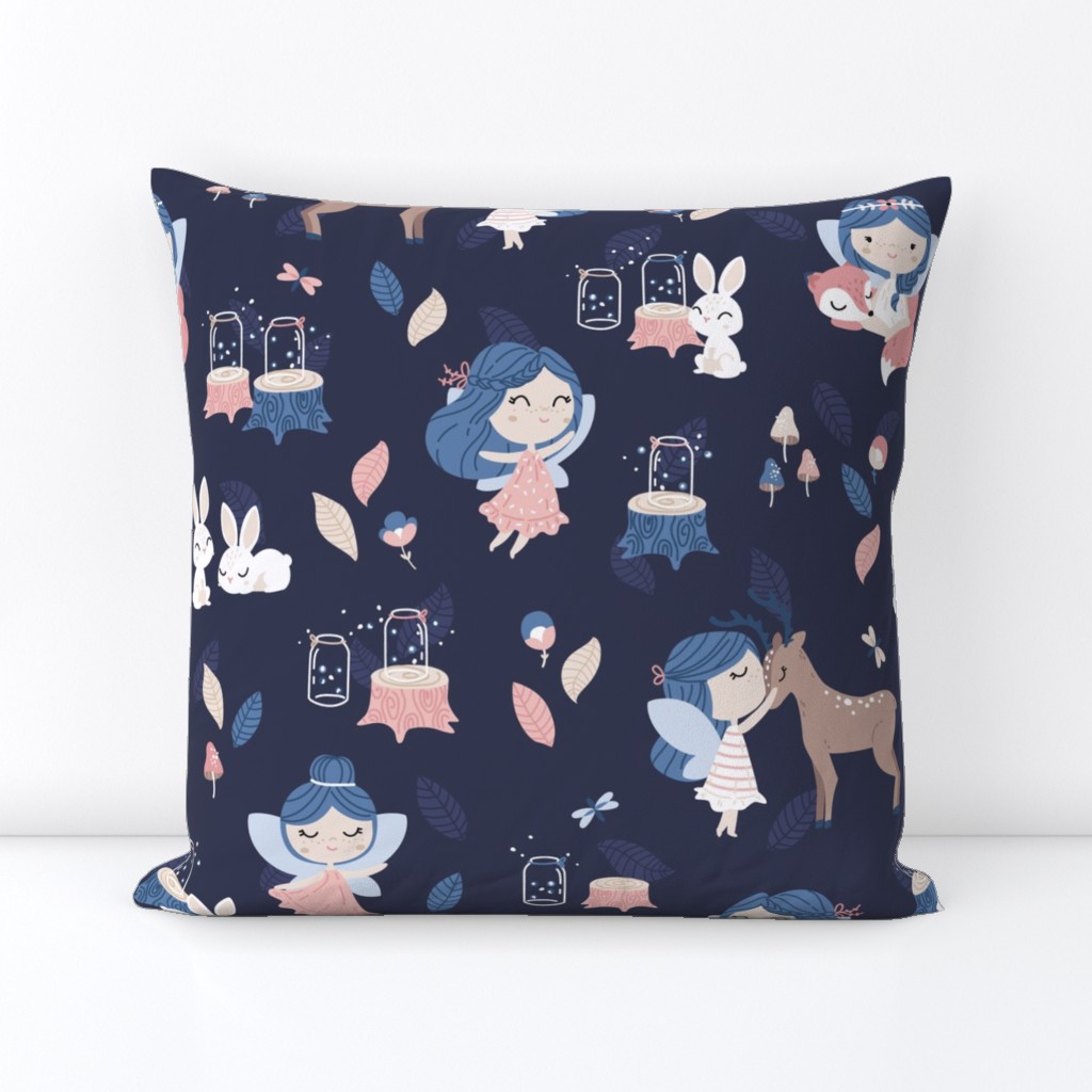 Woodland Fairy - navy blue pink