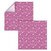 Retro 70s  Girly Pink White Flowers