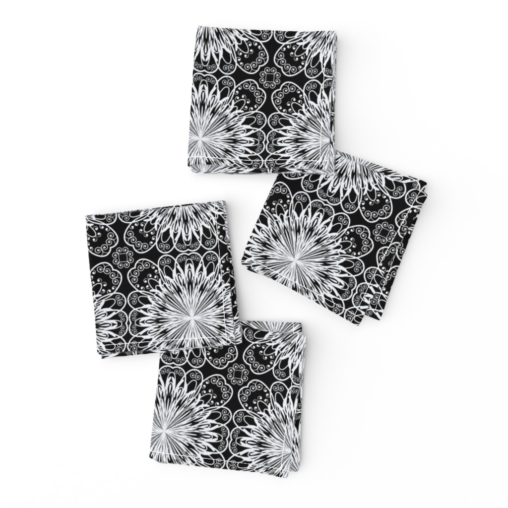 Aztec Black and White Floral Mandalas