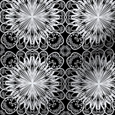 Aztec Black and White Floral Mandalas