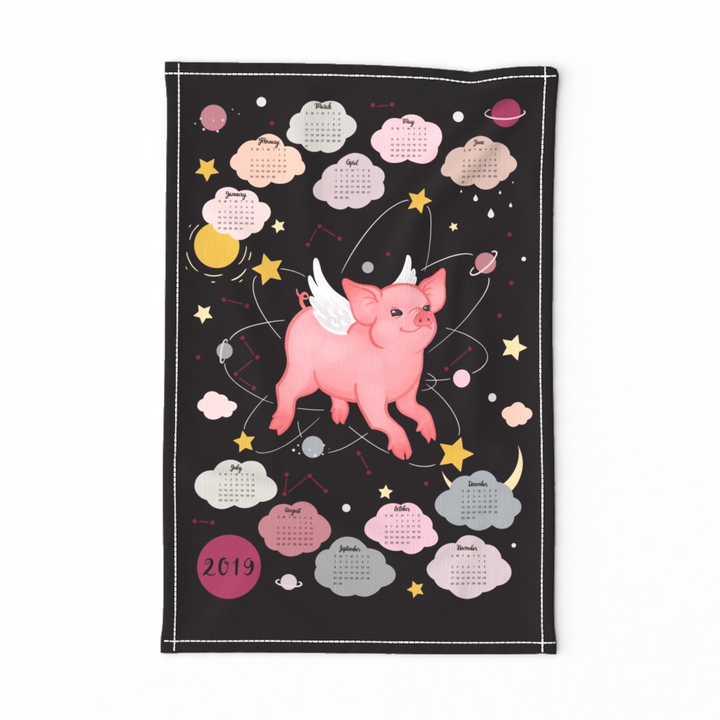 Piggy year - 2019 Tea Towel Calendar 