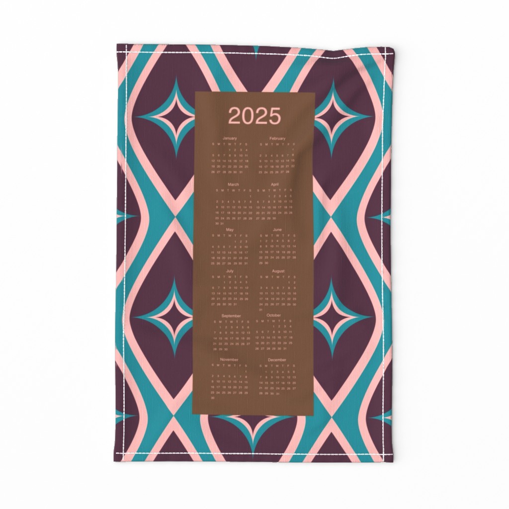 2024 Tea Towel Calendar-Mid Century Modern Starburst 