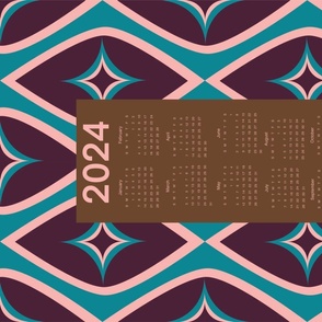 2024 Tea Towel Calendar-Mid Century Modern Starburst 