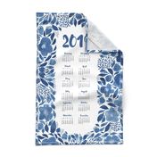 2019 tea towel calendar blue watercolor