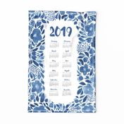 2019 tea towel calendar blue watercolor