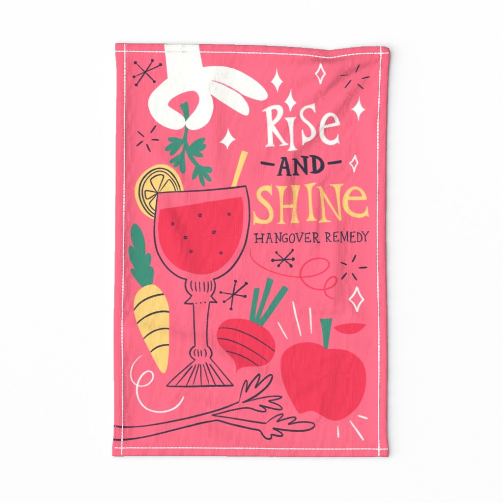 Rise and shine hangover remedy tea towel