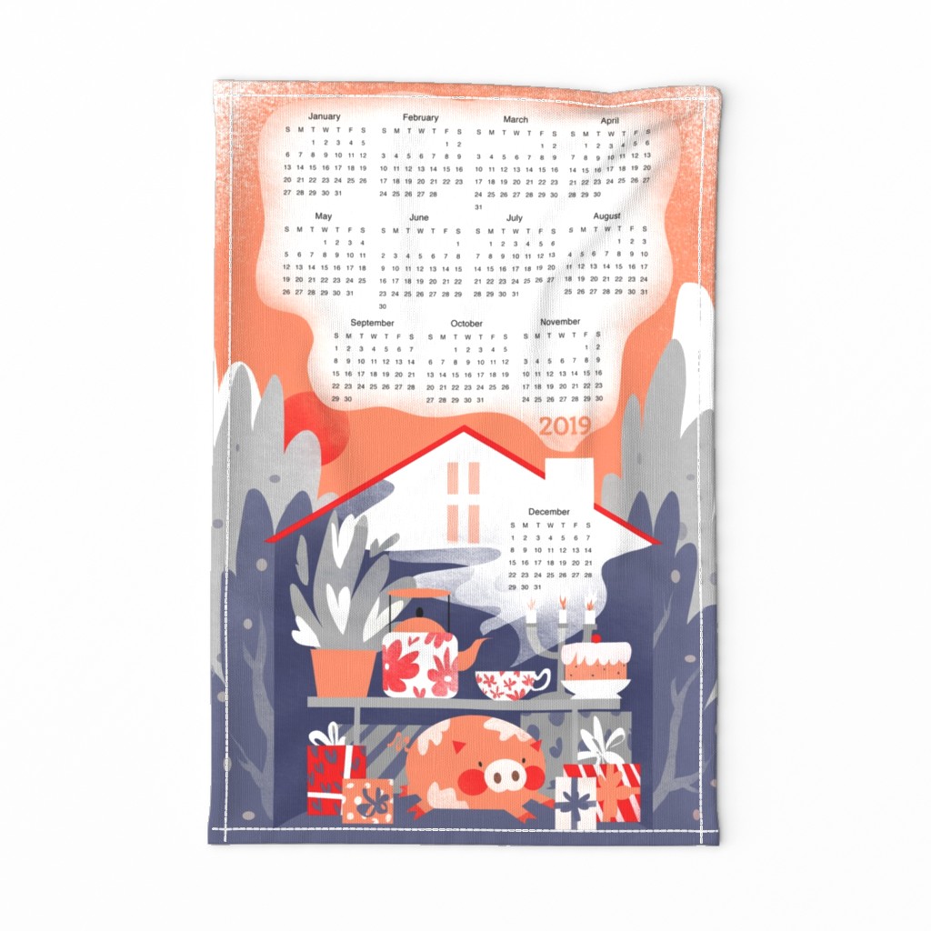 Sunset tea time. 2019 Calendar tea towel