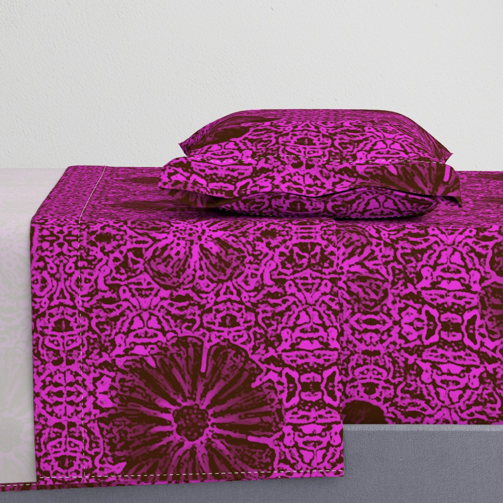 24" LARGE Hand painted Burgundy/Magenta Exotic Floral