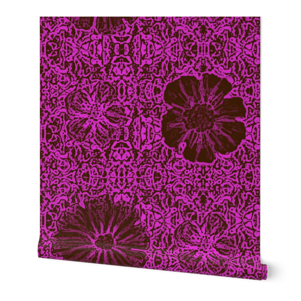 24" LARGE Hand painted Burgundy/Magenta Exotic Floral