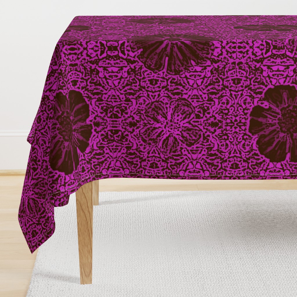 24" LARGE Hand painted Burgundy/Magenta Exotic Floral