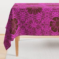 24" LARGE Hand painted Burgundy/Magenta Exotic Floral