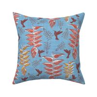 African heliconia paradise linen (pantone little boy blue) large