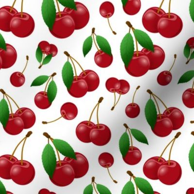 sweet red cherries on white