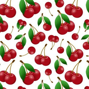 sweet red cherries on white
