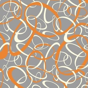 funky loops - orange & white on gray