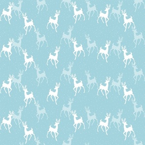 Deer In Snow Gray Blue