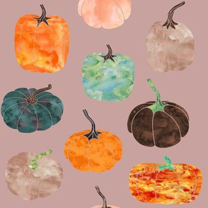 8" Watercolor Pumpkins // Mushroom Pink