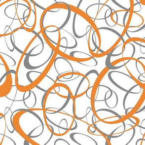 funky loops pattern - orange & gray on white