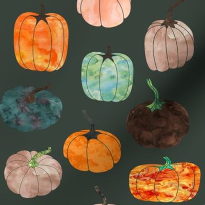 8" Watercolor Pumpkins // Lunar Green