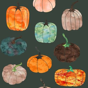 8" Watercolor Pumpkins // Lunar Green