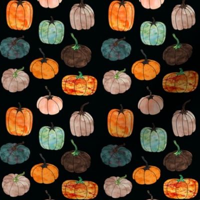 4" Watercolor Pumpkins // Black