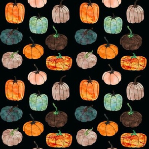 4" Watercolor Pumpkins // Black