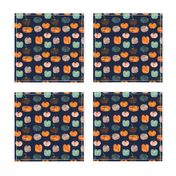 4" Watercolor Pumpkins // Navy