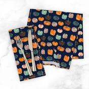 4" Watercolor Pumpkins // Navy