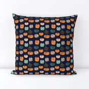 4" Watercolor Pumpkins // Navy