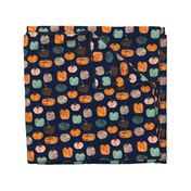 8" Watercolor Pumpkins // Navy