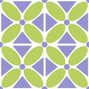 Oval Petals and Triangles Purple and Bright Celery