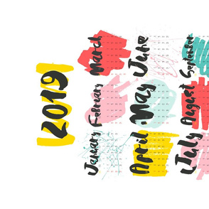 Colorful 2019 tea towel calendar