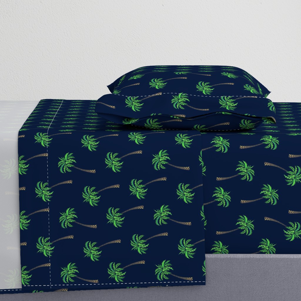 Coconut Palms on Navy