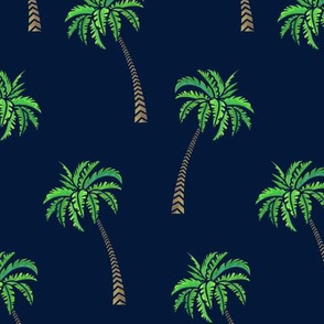 Coconut Palms on Navy