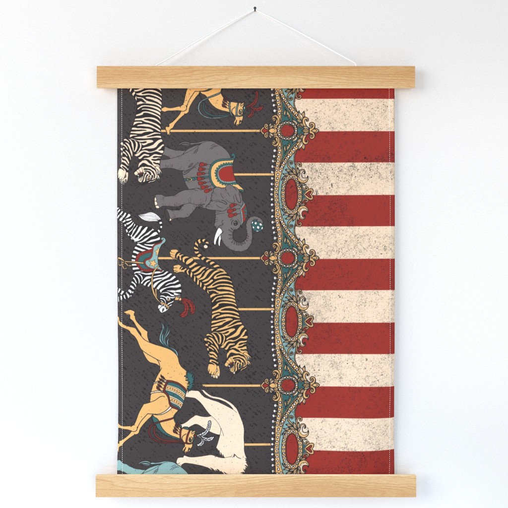 Circus Animals Carousel Boarder Print