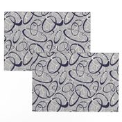 funky loops pattern - navy blue & white on gray